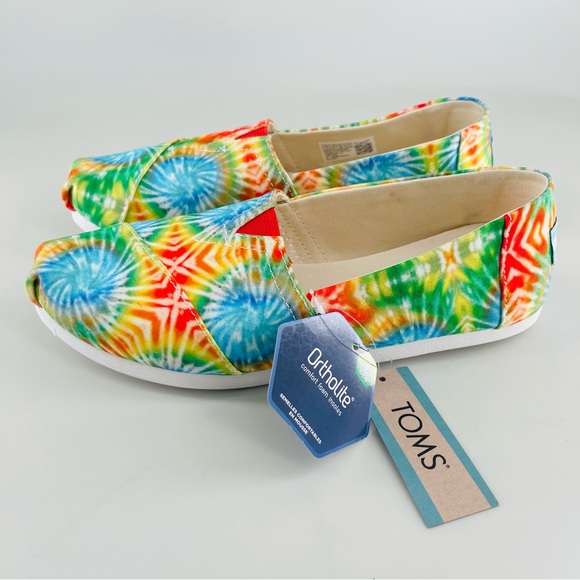 TOMS Women's Canvas Alpargata Slip On Flats Tie Dye Size 7.5 - Picture 3 of 7